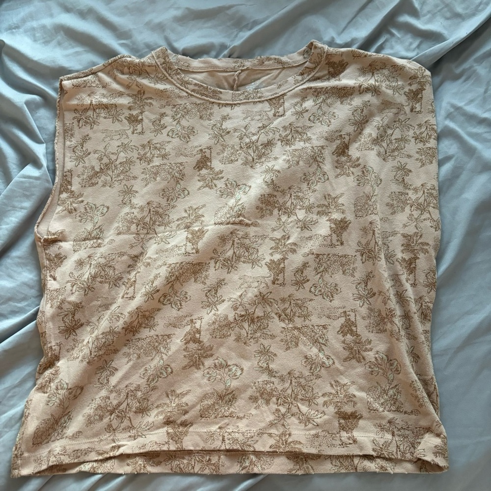 Aerie Tan Floral Sweater Tank